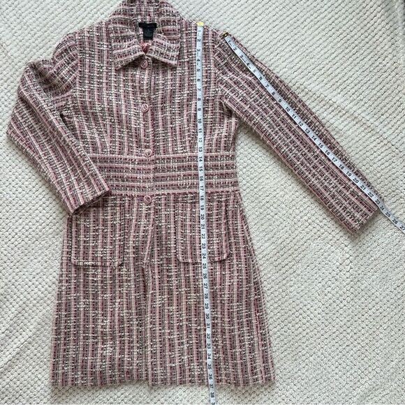 WDNY Pink Grey Tweed Button Trench Jacket Dress Coat Women's Dress Size 8 - Picture 6 of 11